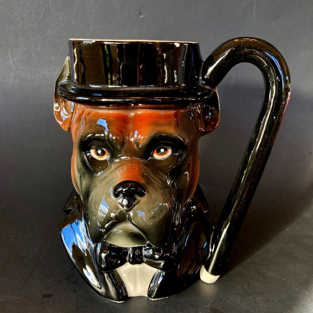 VTG Quon Quon Figural Animal 16oz Mug Boxer Dog Novelty Barware 80s Collectible
